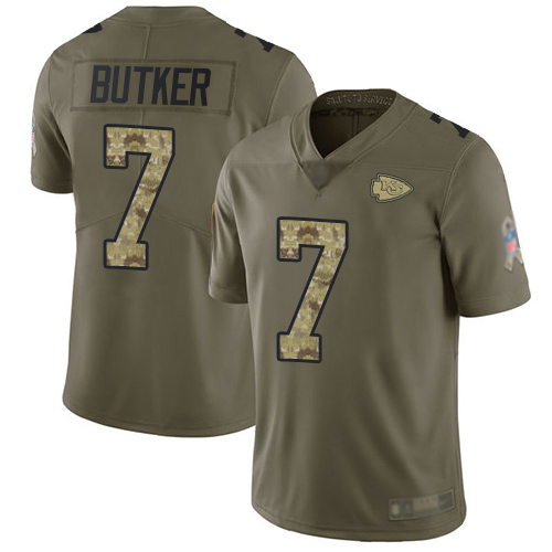 Men Kansas City Chiefs #7 Butker Harrison Limited Olive Camo 2017 Salute to Service Football Nike NFL Jersey->nfl t-shirts->Sports Accessory